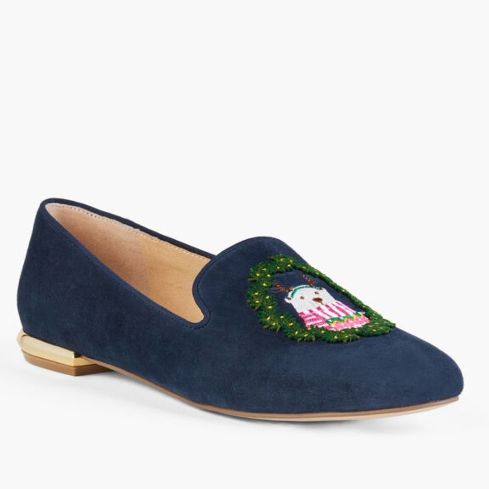 Women’s Talbots Blue Ryan Suede Loafers Polar Bear Size 8.5